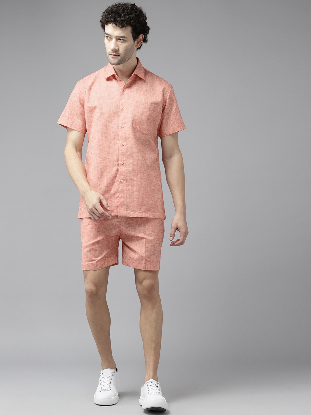 

Shaftesbury London Men Solid Shirt with Shorts, Orange