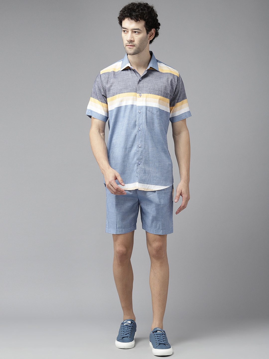 

Shaftesbury London Men Striped Shirt with Shorts, Multi