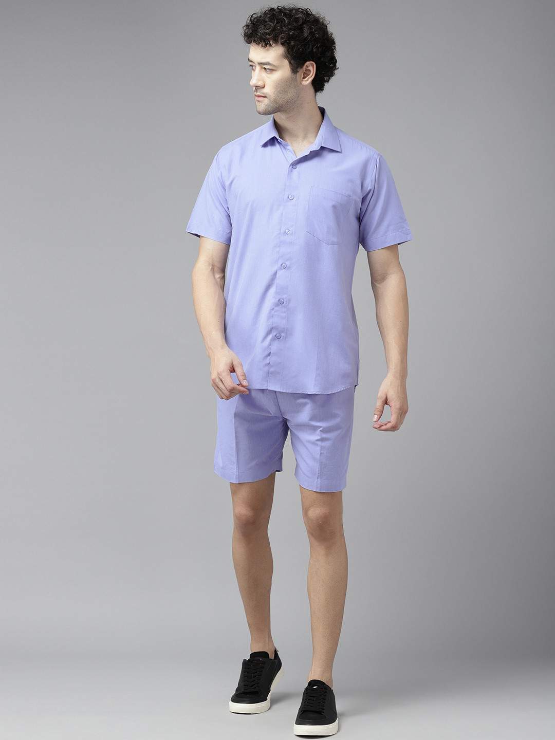 

Shaftesbury London Men Solid Shirt with Shorts, Blue