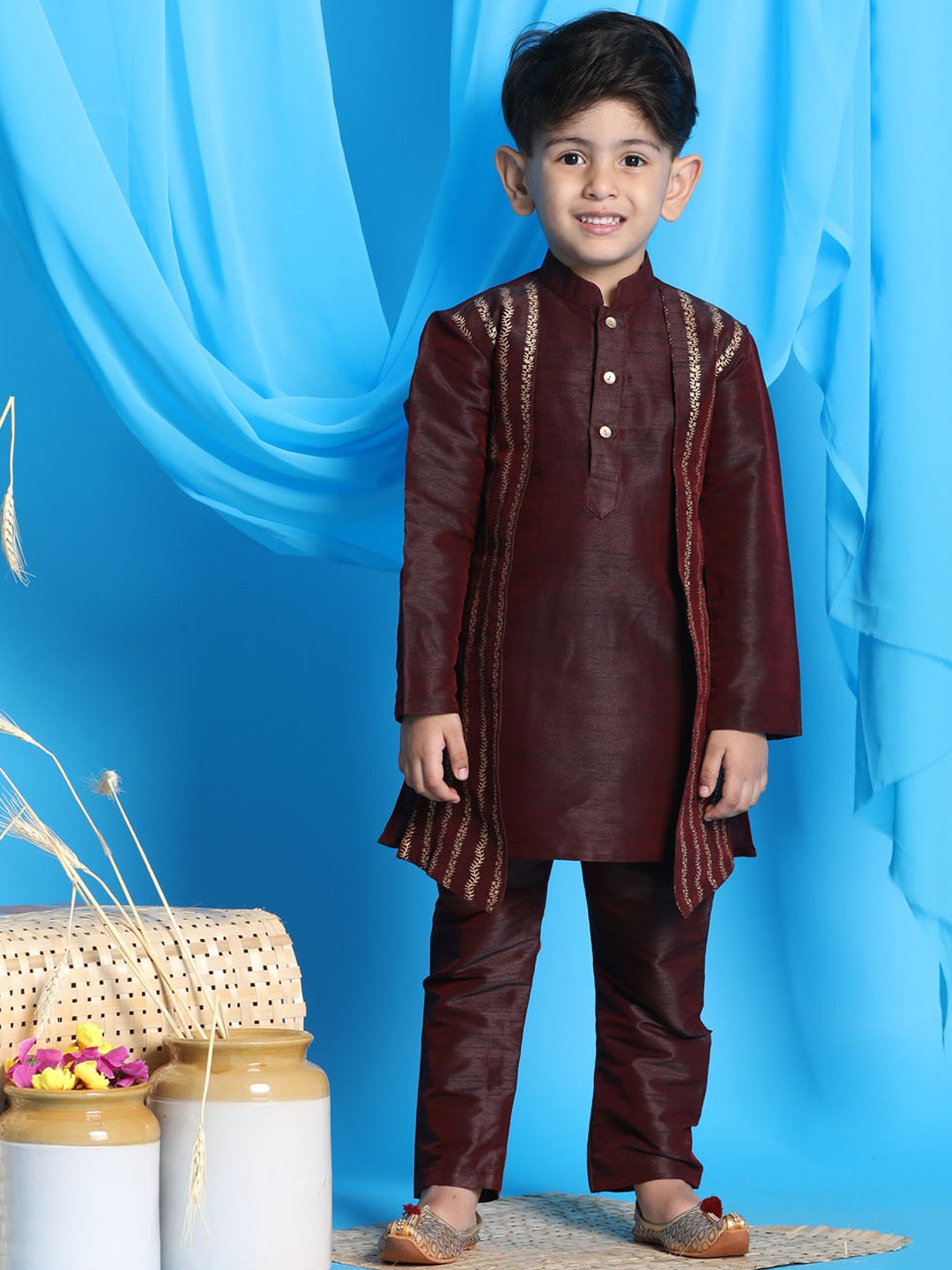 

JBN Creation Boys Ethnic Motifs Printed Kurta with Pyjamas, Burgundy