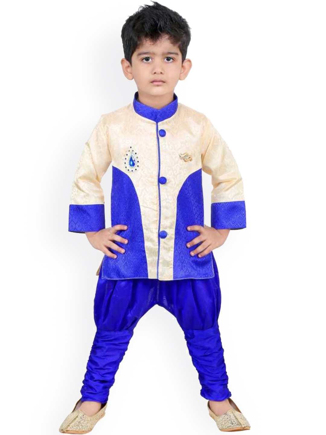 

BAESD Boys Self-Design Sherwani With Churidar Pant, Blue