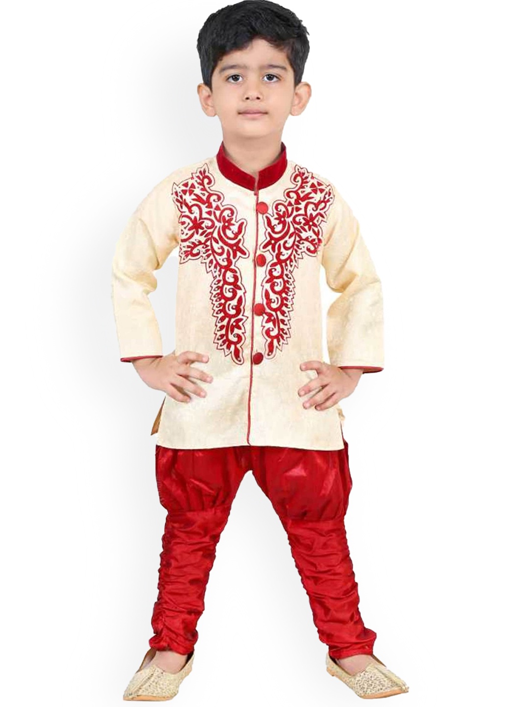 

BAESD Boys Embellished Sherwani Set, Red