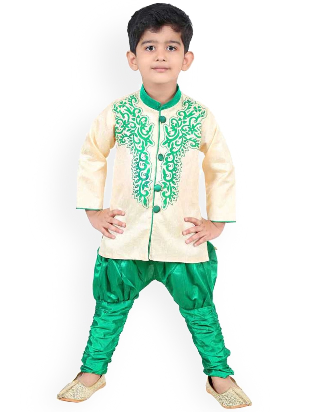 

BAESD Boys Embroidered Sherwani With Churidar, Cream