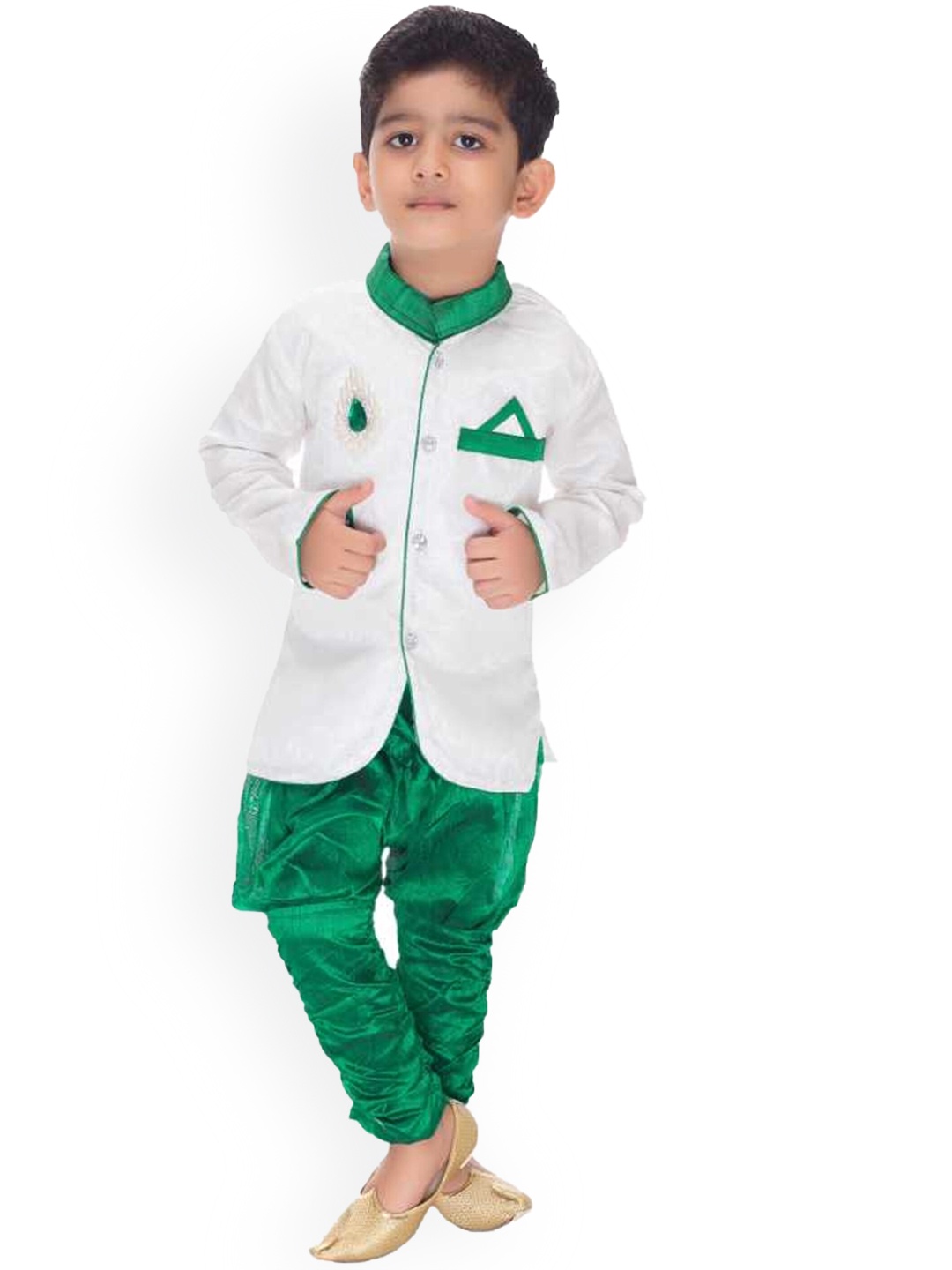 

BAESD Boys Self-Design Ethnic Sherwani Set, Green