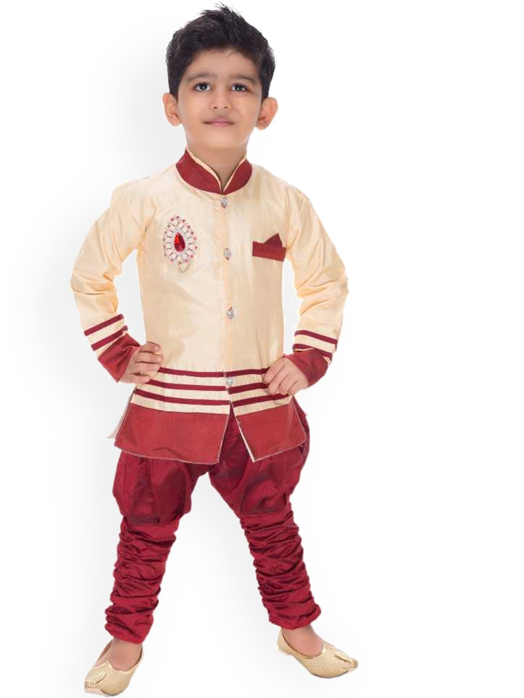 

BAESD Boys Embellished Sherwani With Churidar Pant, Beige
