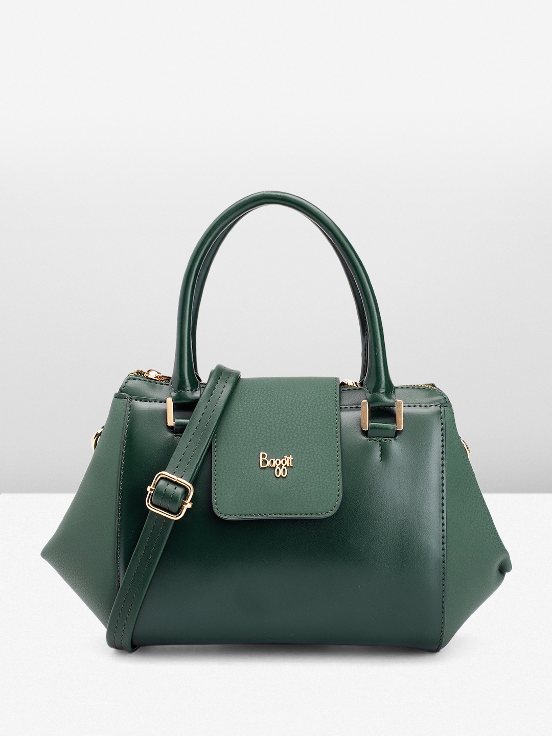 

Baggit Solid Structured Handheld Bag, Green