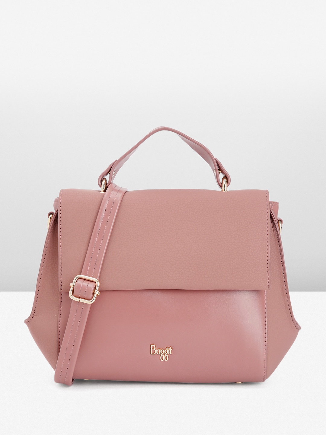 

Baggit Solid PU Structured Satchel, Mauve