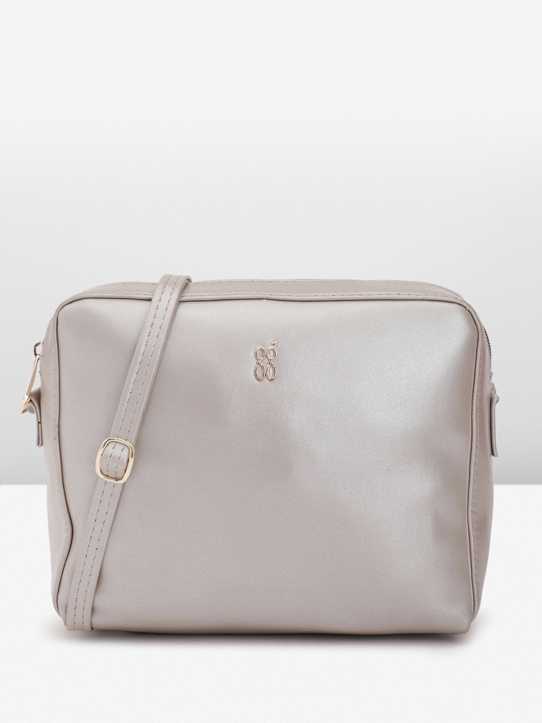 

Baggit Solid PU Structured Sling Bag, Champagne