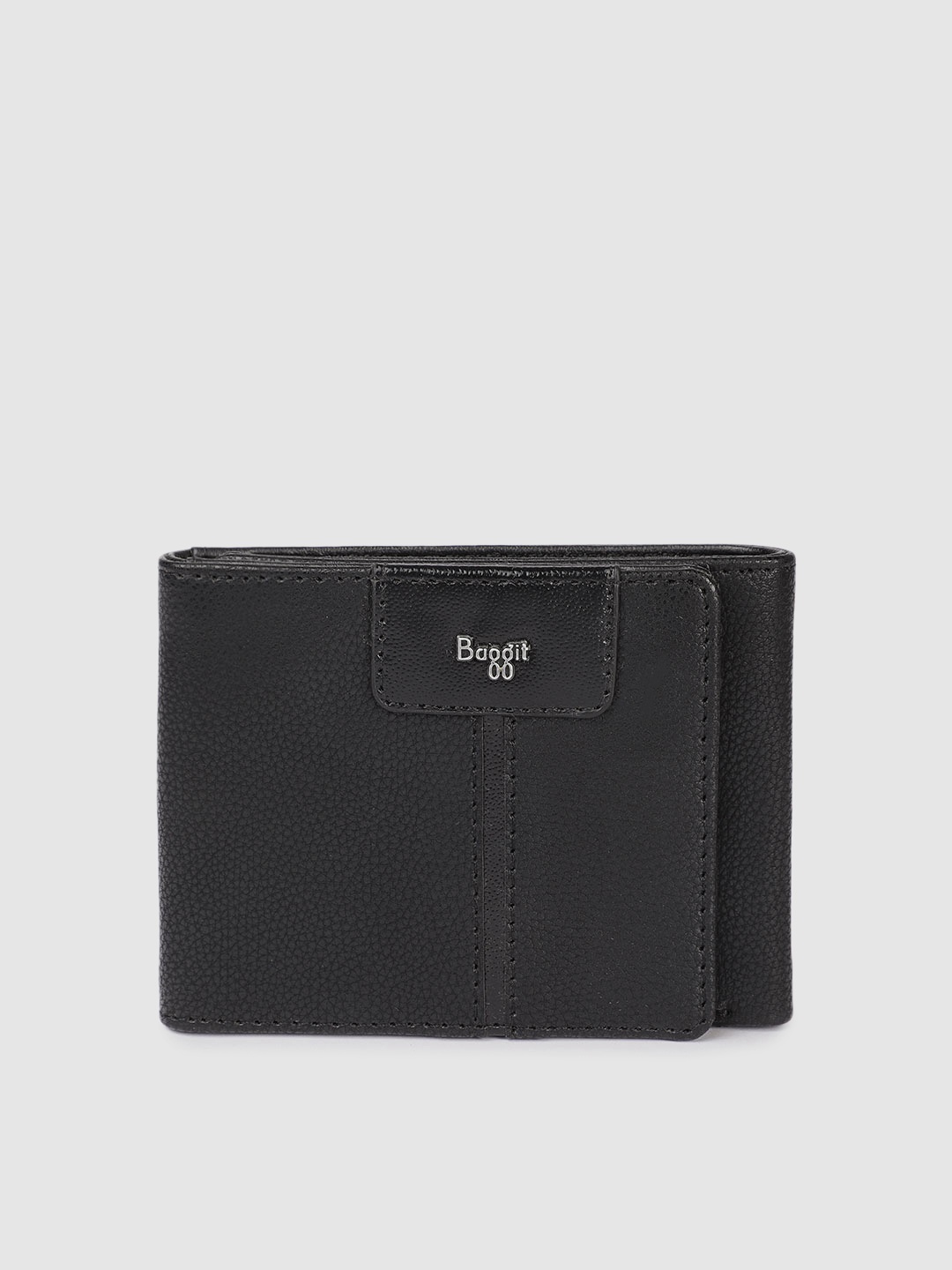 

Baggit Men Geometric Textured Two Fold Wallet, Black