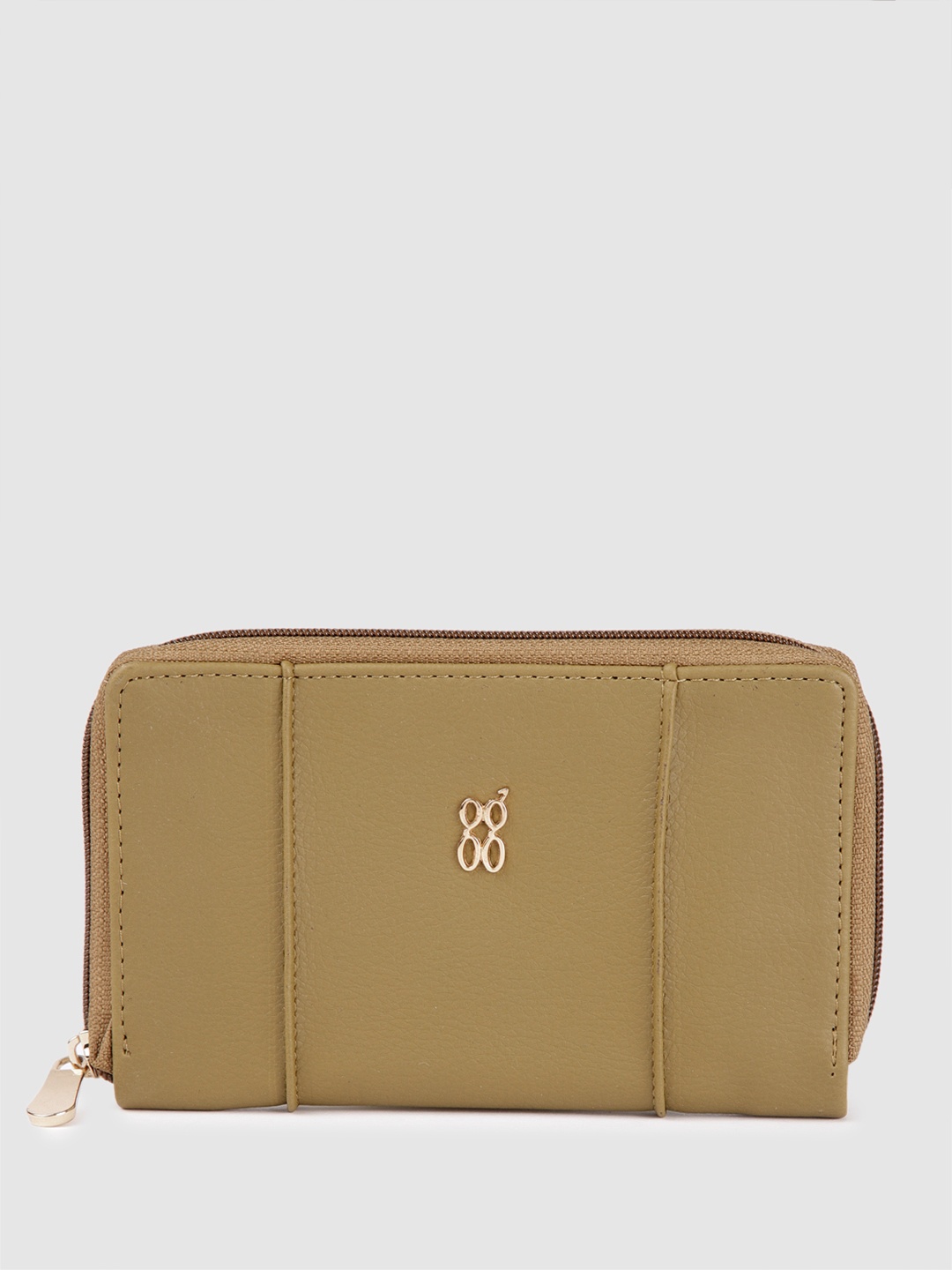 

Baggit Women Solid Zip Around Wallet, Olive
