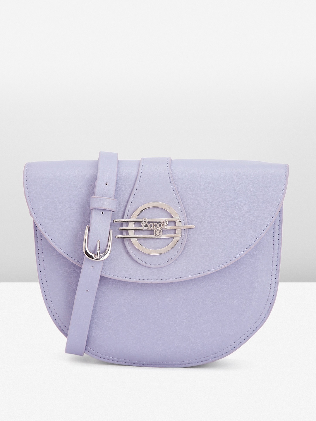 

Baggit Solid PU Half Moon Sling Bag With Buckle Detail, Lavender