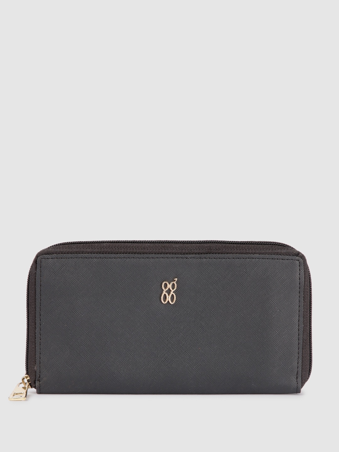 

Baggit Women Solid PU Zip Around Wallet, Black