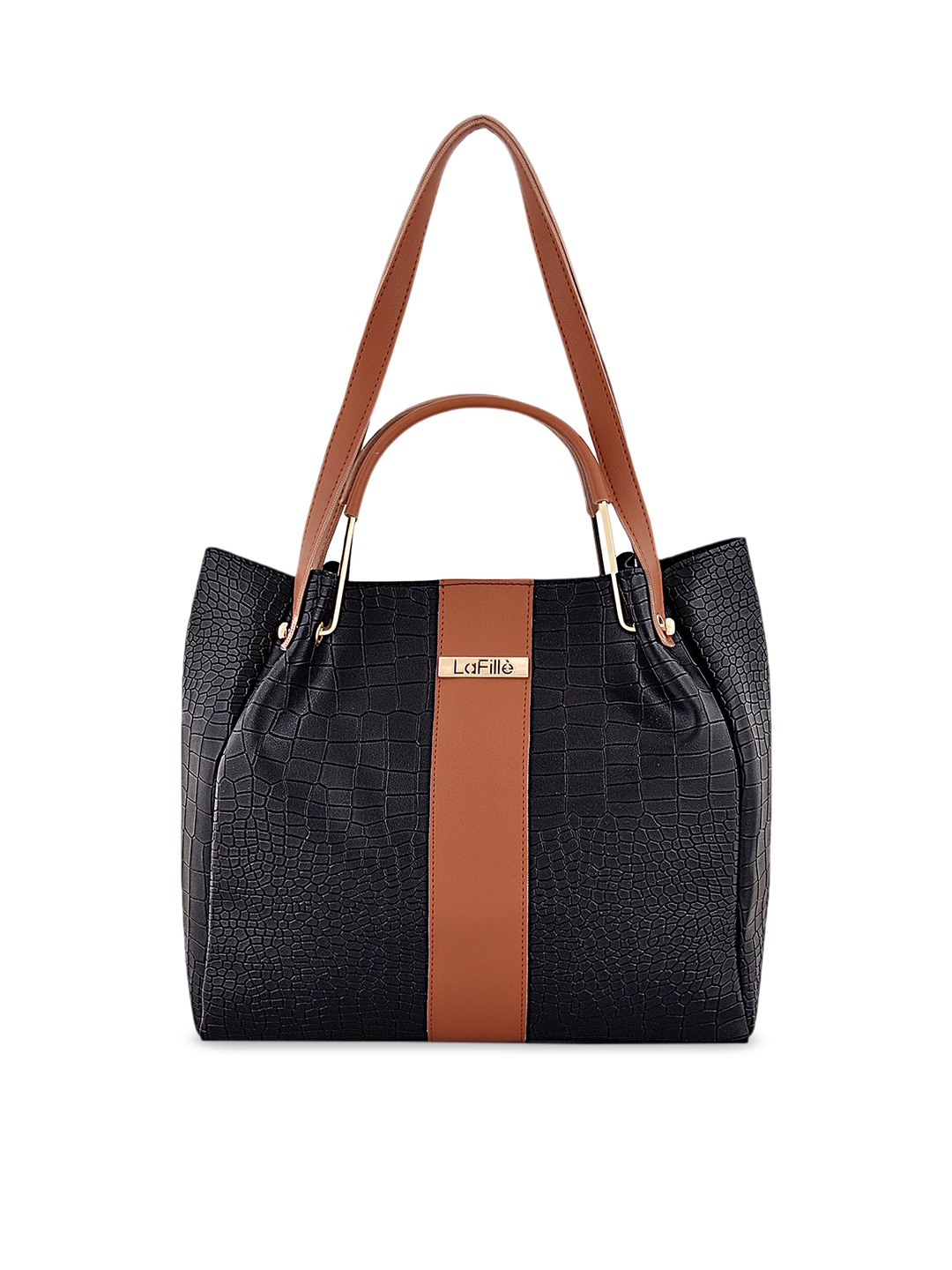 

LaFille Textured Structured Handheld Bag, Black