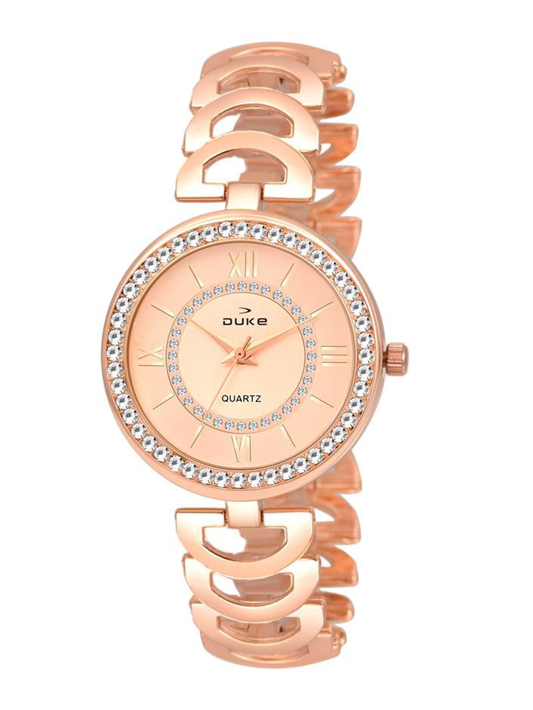 

Duke Women Embellished Dial & Bracelet Style Straps Analogue Watch DK7005RW02C, Rose gold