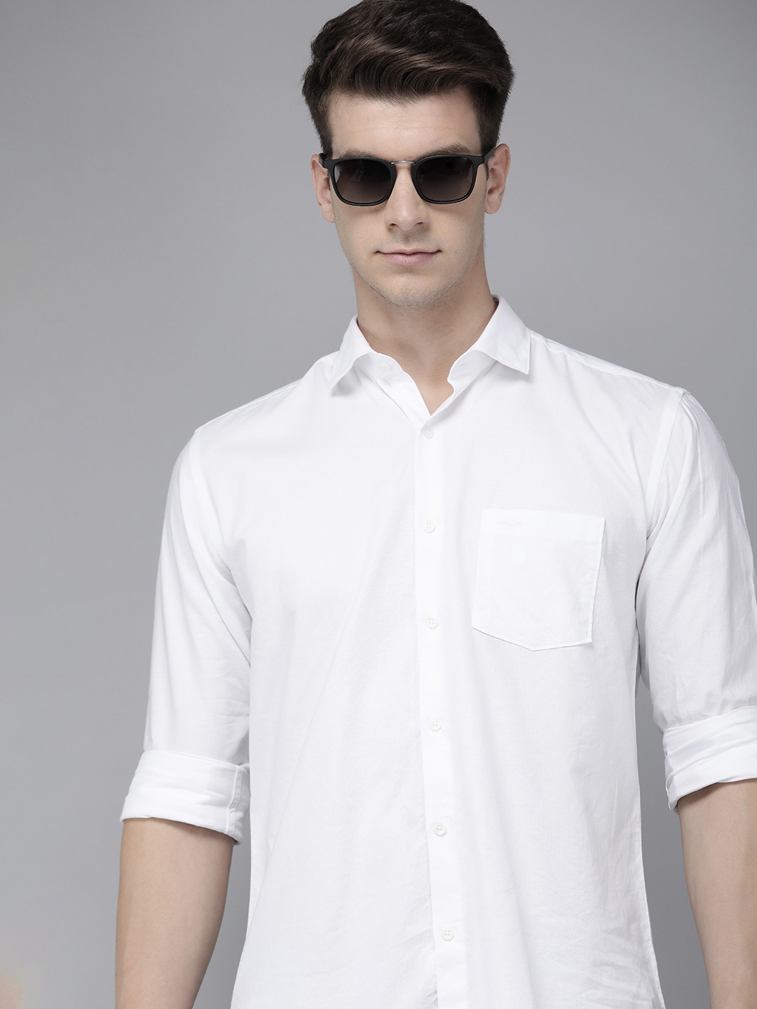 

Park Avenue Pure Cotton Solid Slim Fit Casual Shirt, White