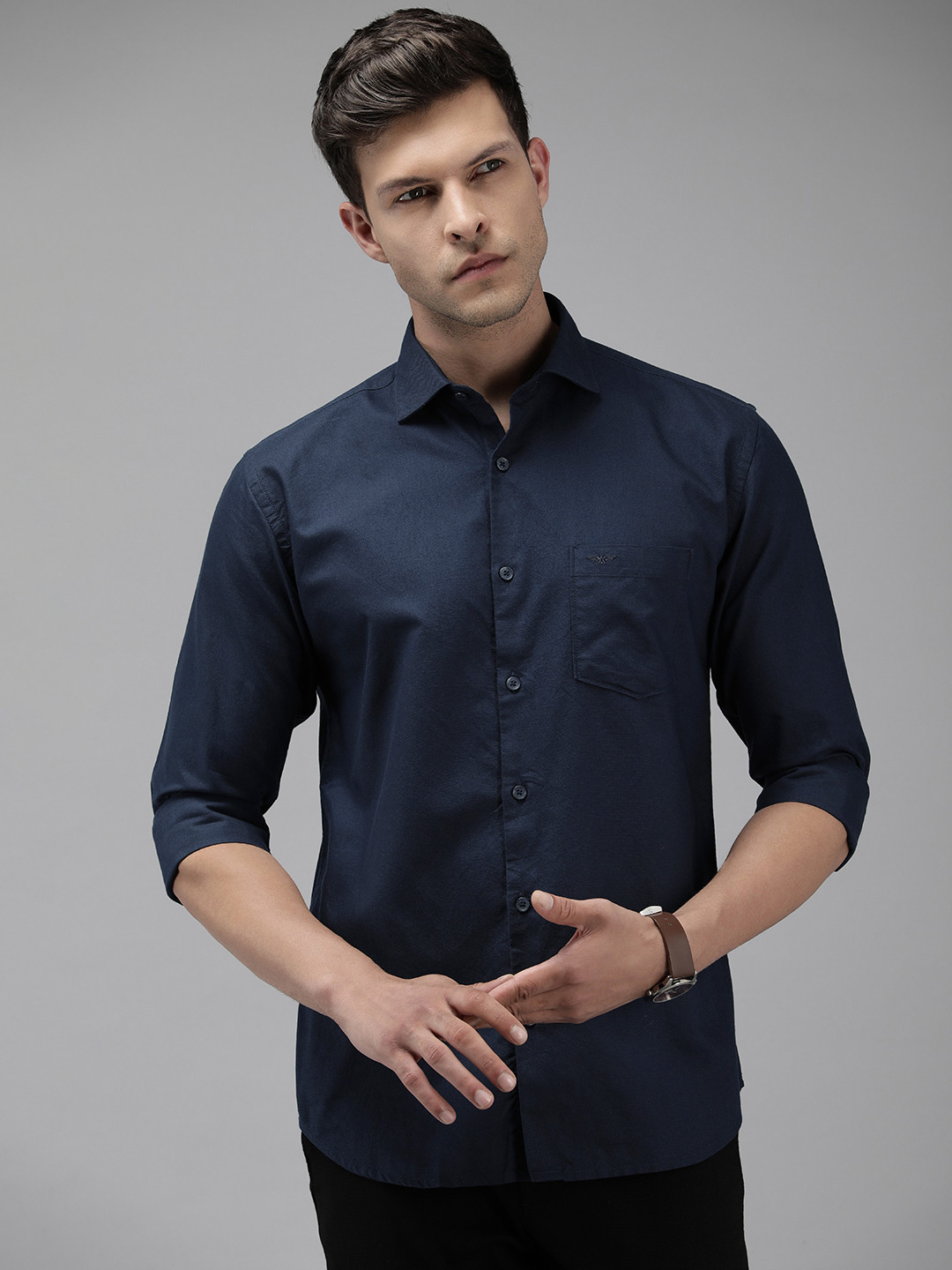 

Park Avenue Pure Cotton Slim Fit Opaque Shirt, Navy blue