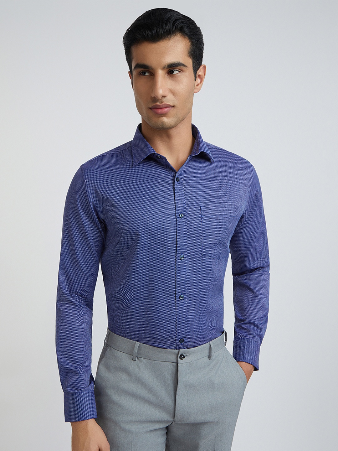 

Park Avenue Textured Slim Fit Formal Shirt, Blue