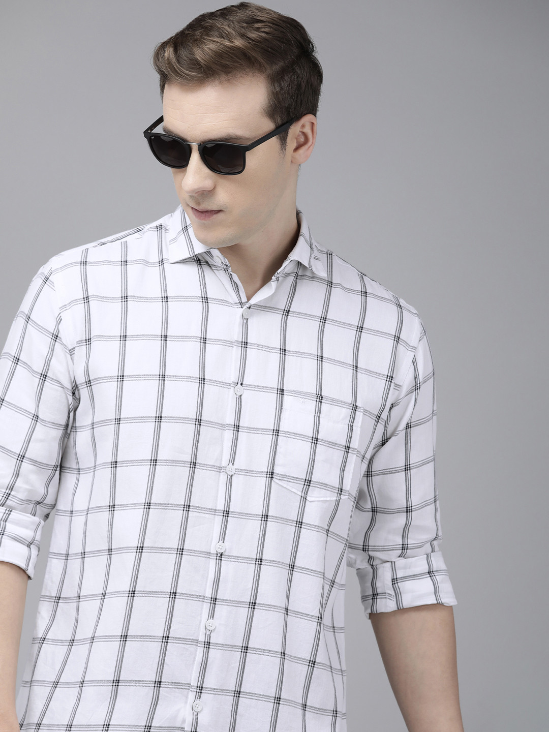 

Park Avenue Pure Cotton Slim Fit Checked Casual Shirt, White