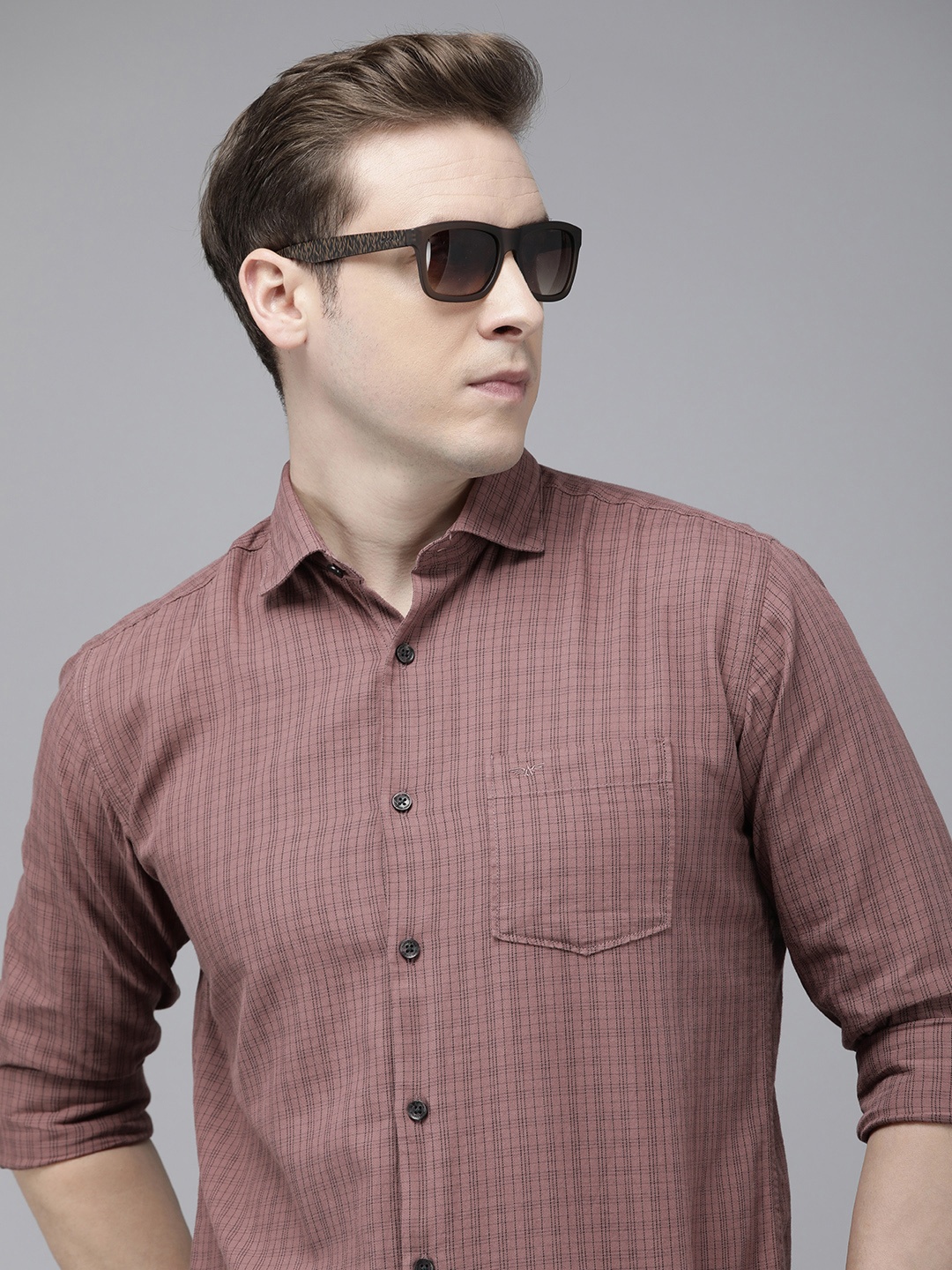 

Park Avenue Pure Cotton Slim Fit Checked Casual Shirt, Mauve