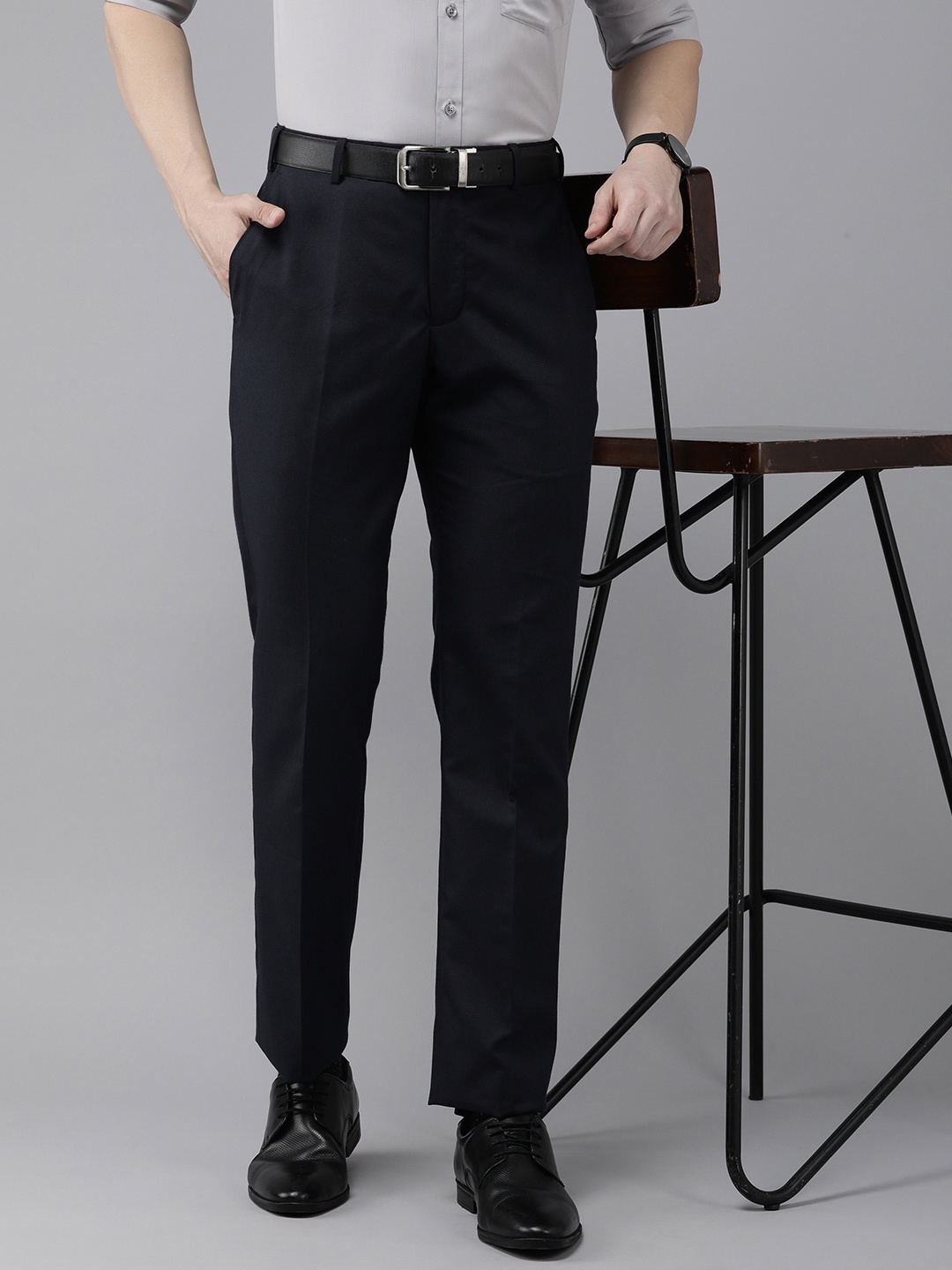 

Park Avenue Men Smart Fit Formal Trousers, Navy blue