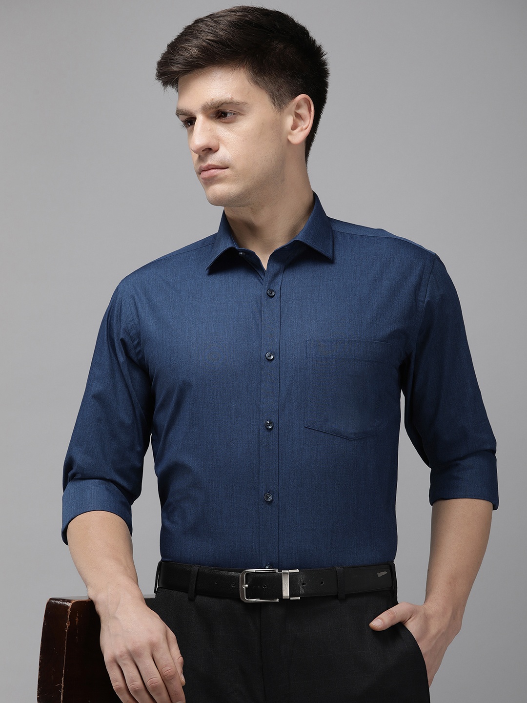 

Park Avenue Slim Fit Solid Formal Shirt, Navy blue