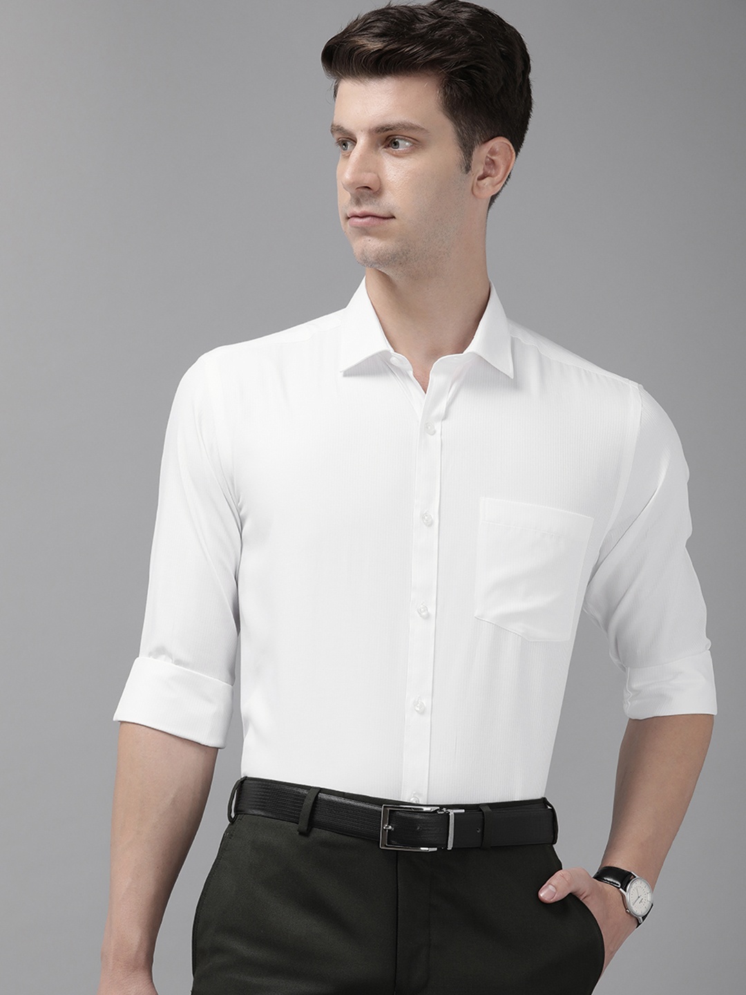 

Park Avenue Slim Fit Striped Formal Shirt, White