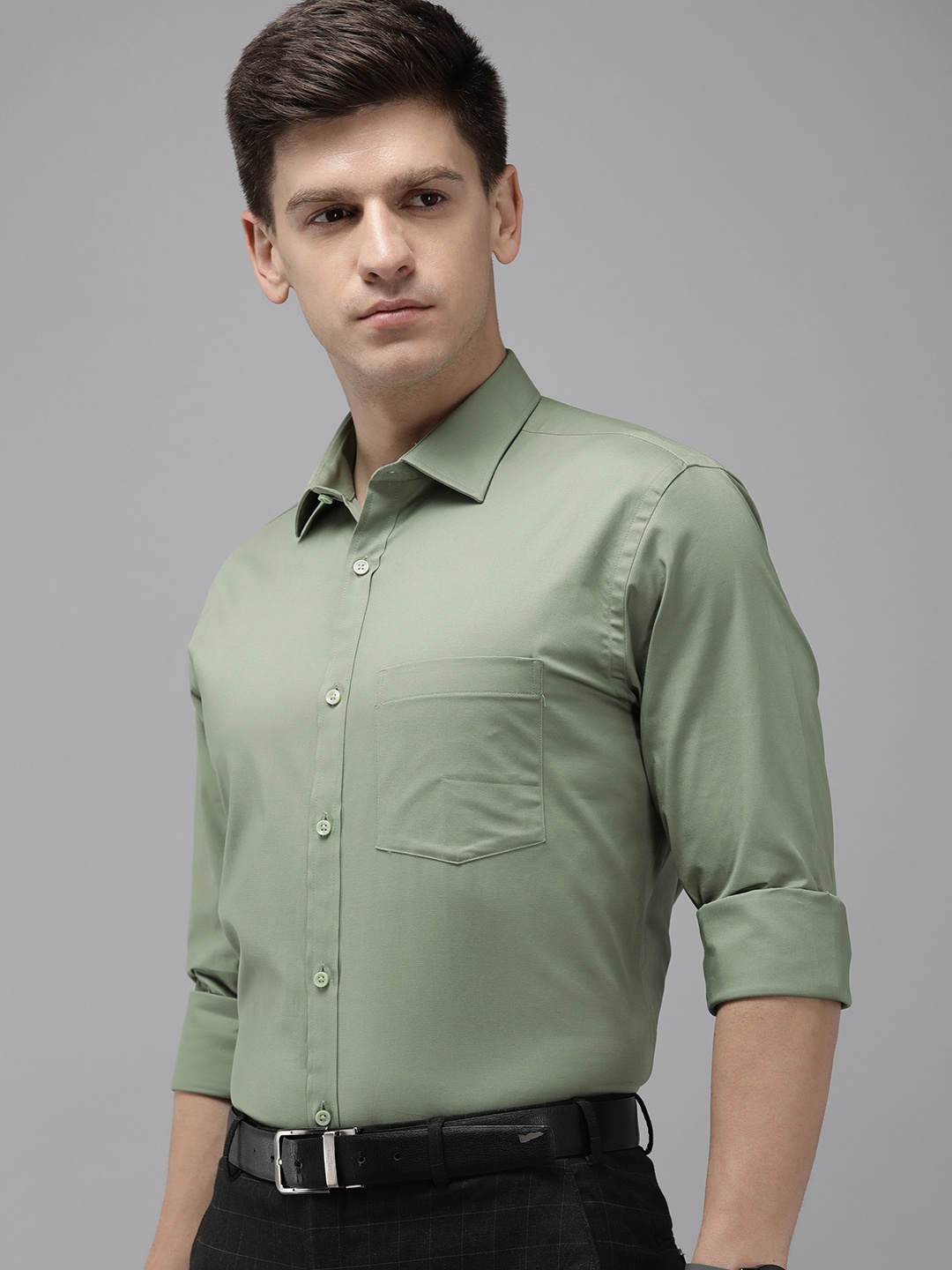 

Park Avenue Slim Fit Formal Shirt, Green