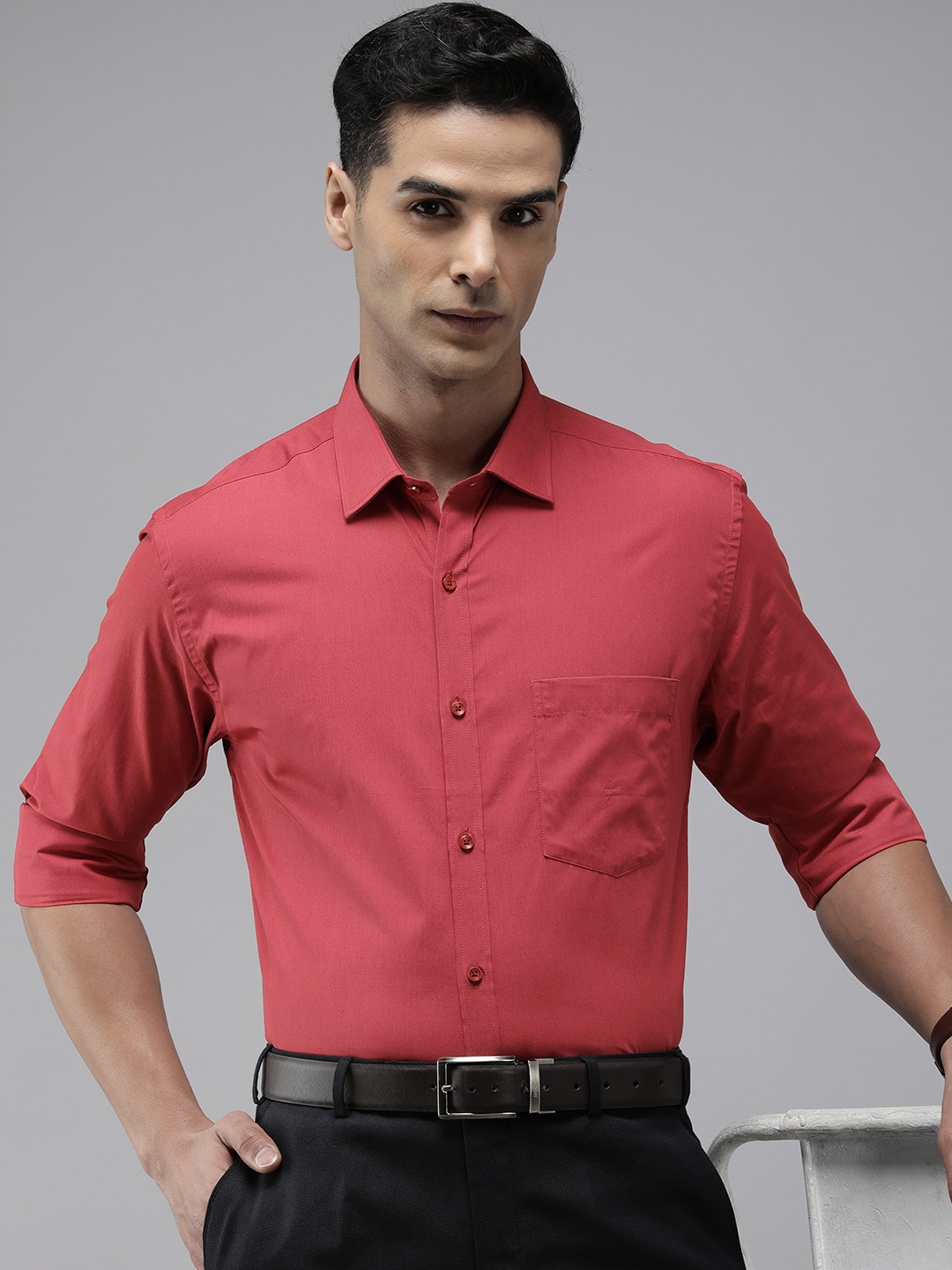 

Park Avenue Pure Cotton Slim Fit Opaque Formal Shirt, Red