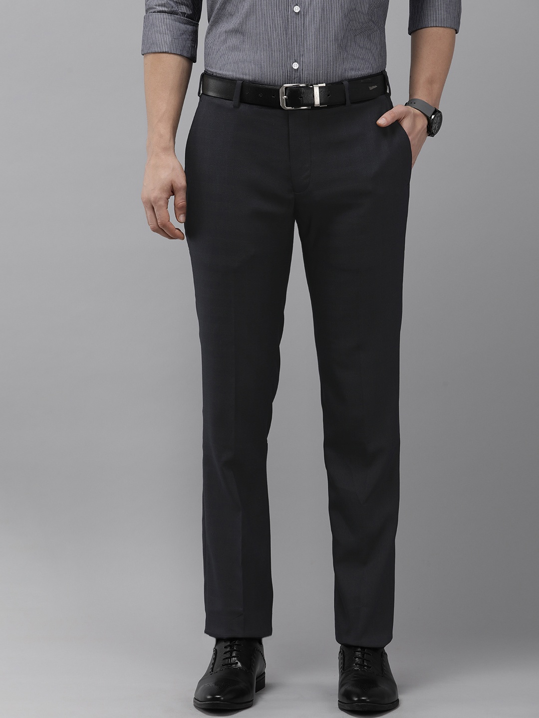 

Park Avenue Men Mid-Rise Formal Trousers, Black