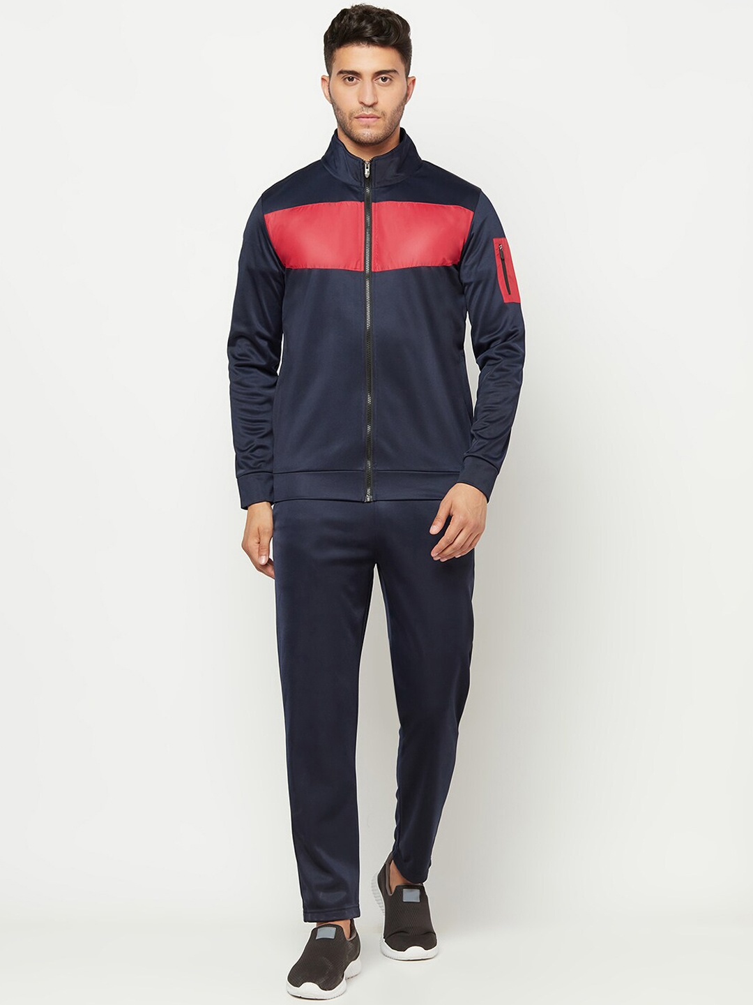 

GLITO Colorblocked Stretchable Sports Tracksuits, Navy blue