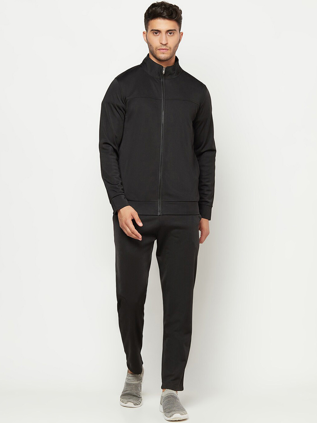 

GLITO Stretchable Mock Collar Sports Tracksuits, Black