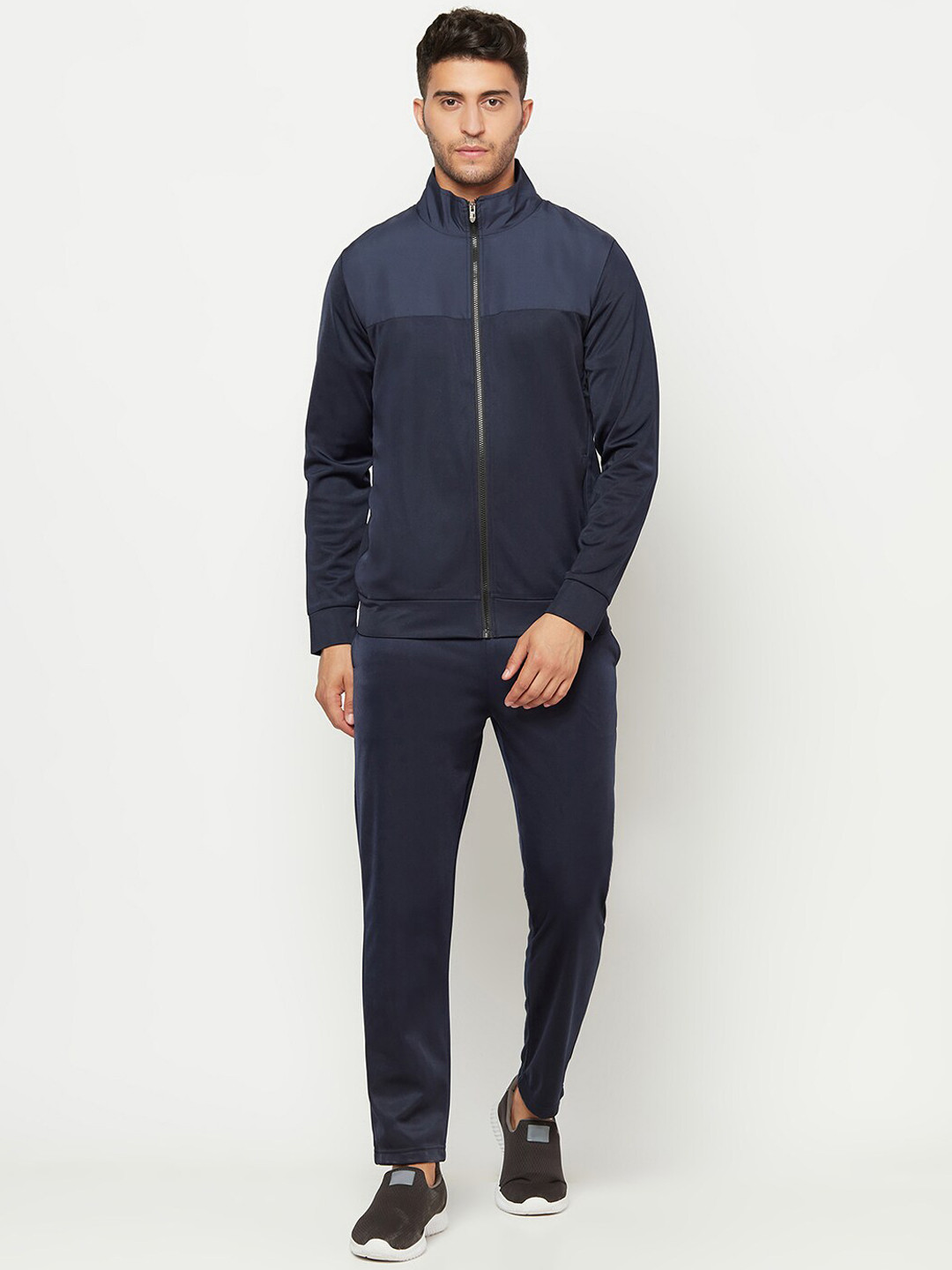 

GLITO Stretchable Regular-Fit Stretchable Sports Tracksuits, Navy blue