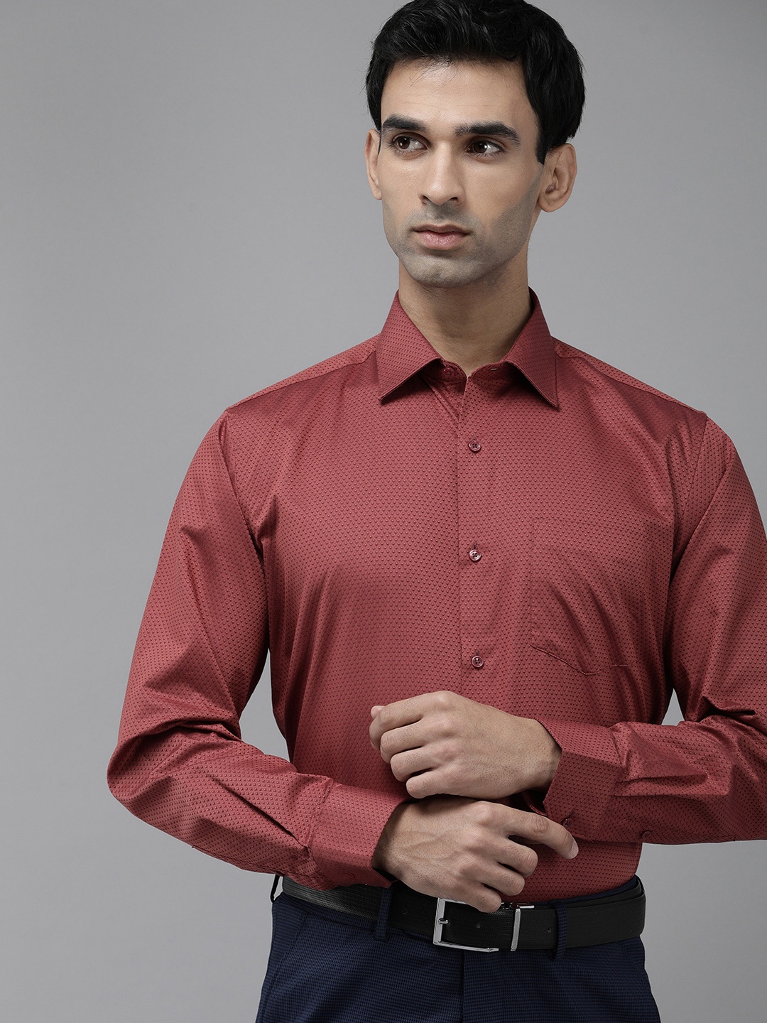 

Van Heusen Custom Textured Pure Cotton Formal Shirt, Rust
