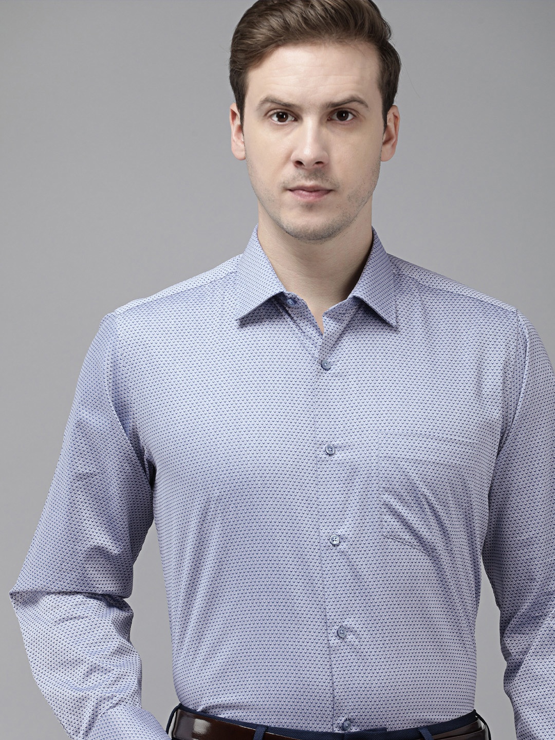 

Van Heusen Pure Cotton Textured Custom Fit Formal Shirt, Blue