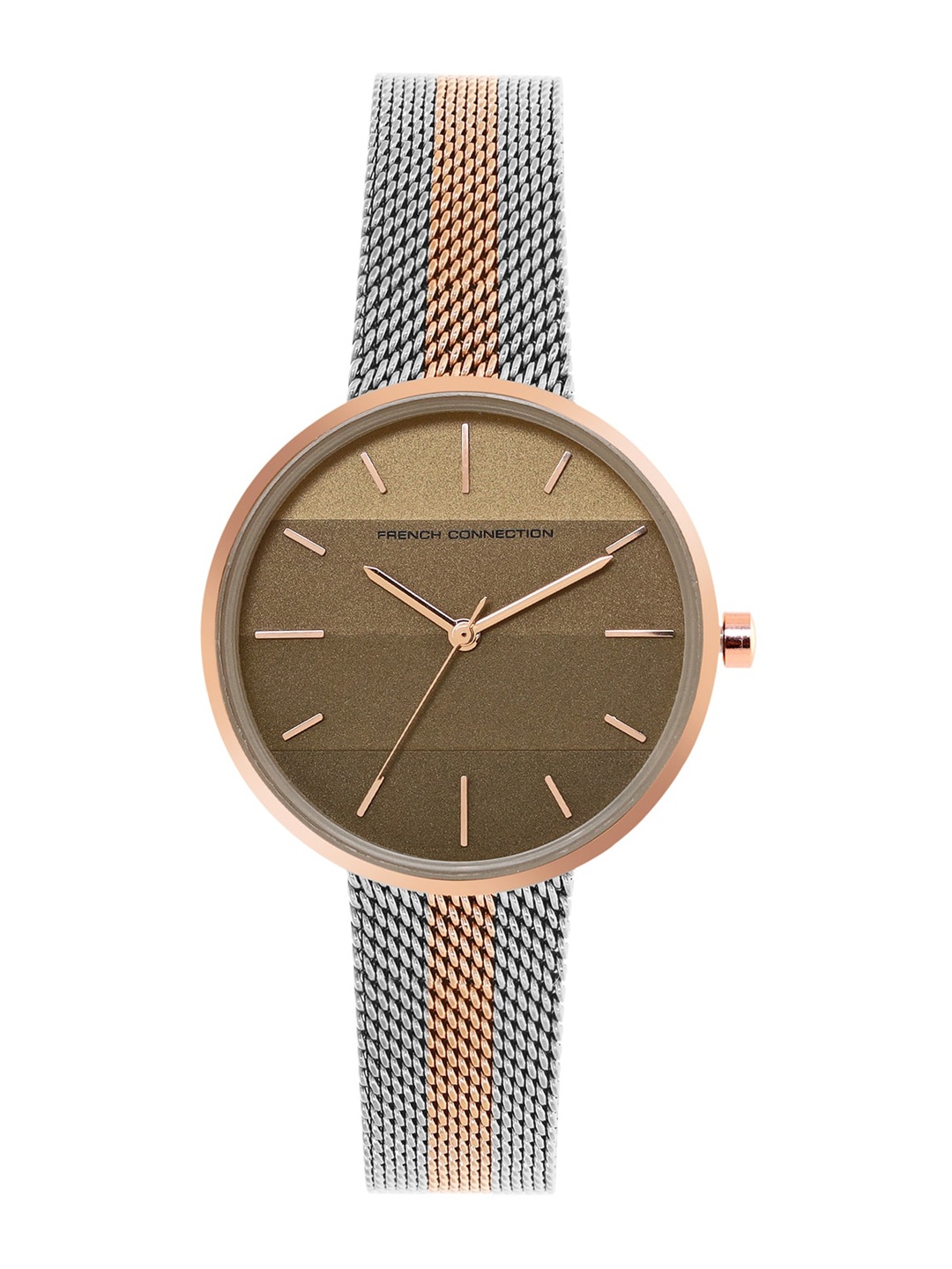 

French Connection Women Textured Bracelet Style Analogue Watch FCN00042C, Beige