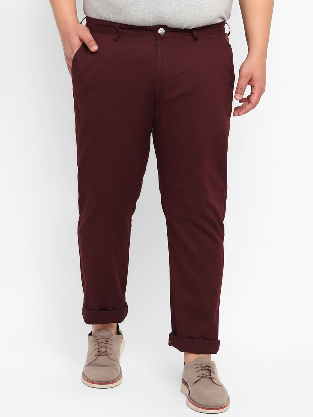 

Urbano Plus Men Mid Rise Pure Cotton Chinos, Maroon