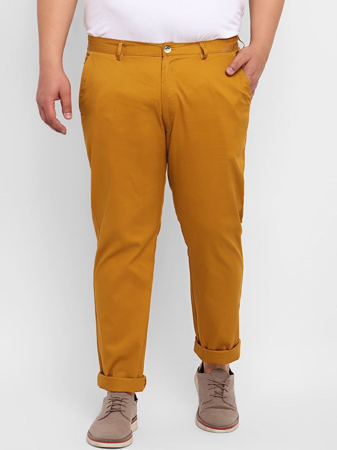

Urbano Plus Men Mid Rise Pure Cotton Chinos, Yellow