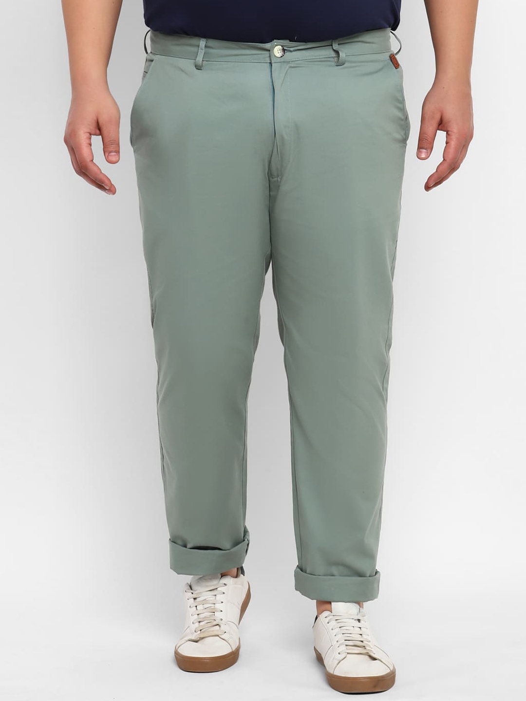 

Urbano Plus Men Mid Rise Pure Cotton Chinos Trousers, Green