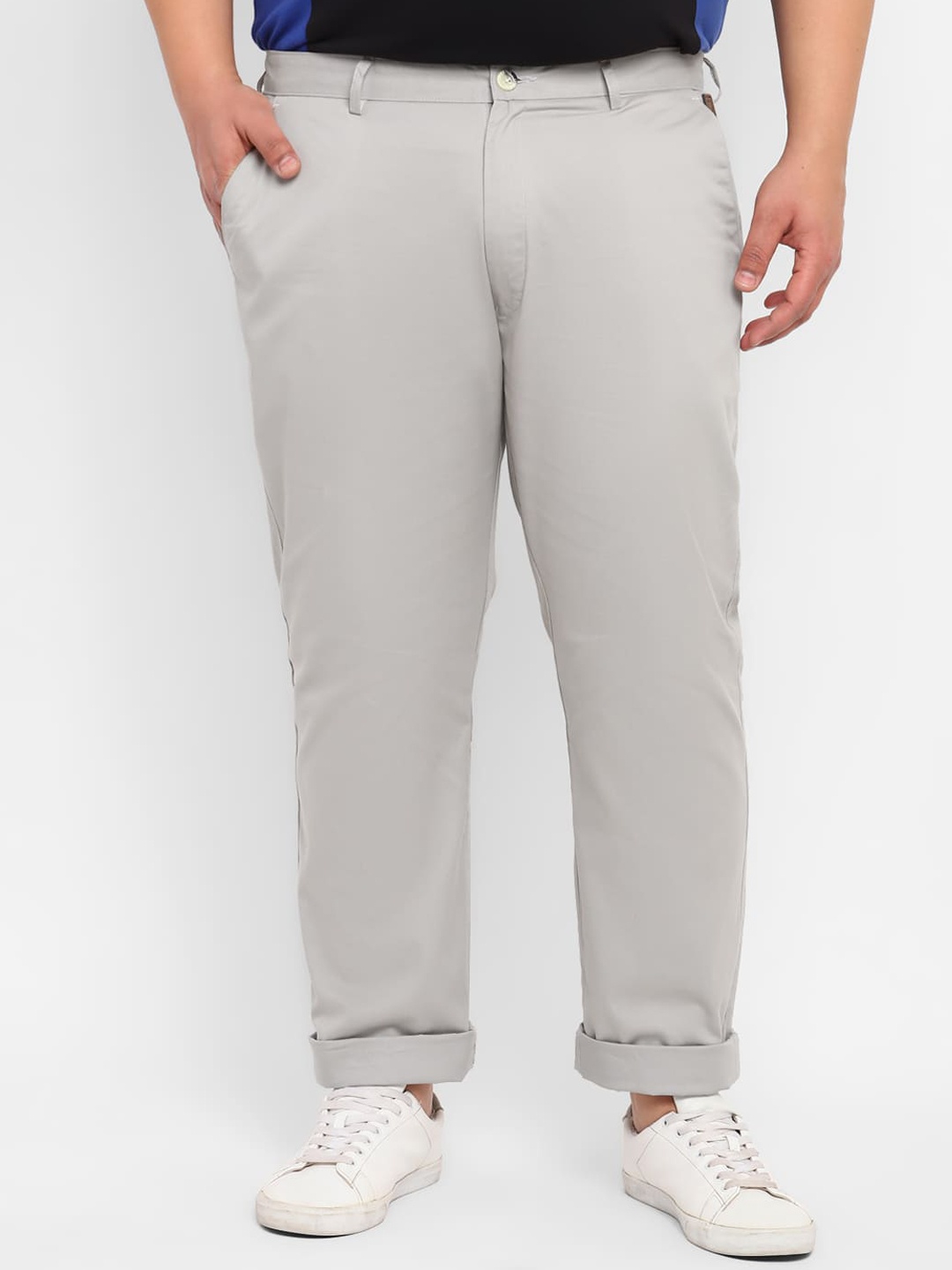 

Urbano Plus Men Mid Rise Pure Cotton Chinos Trousers, Grey