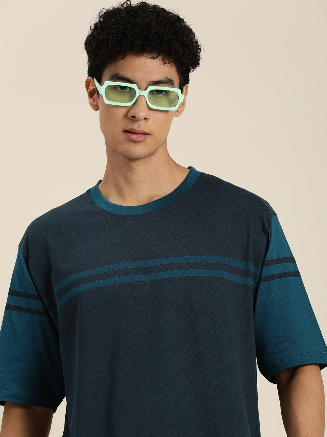 

DILLINGER Men Striped Oversized T-shirt, Navy blue