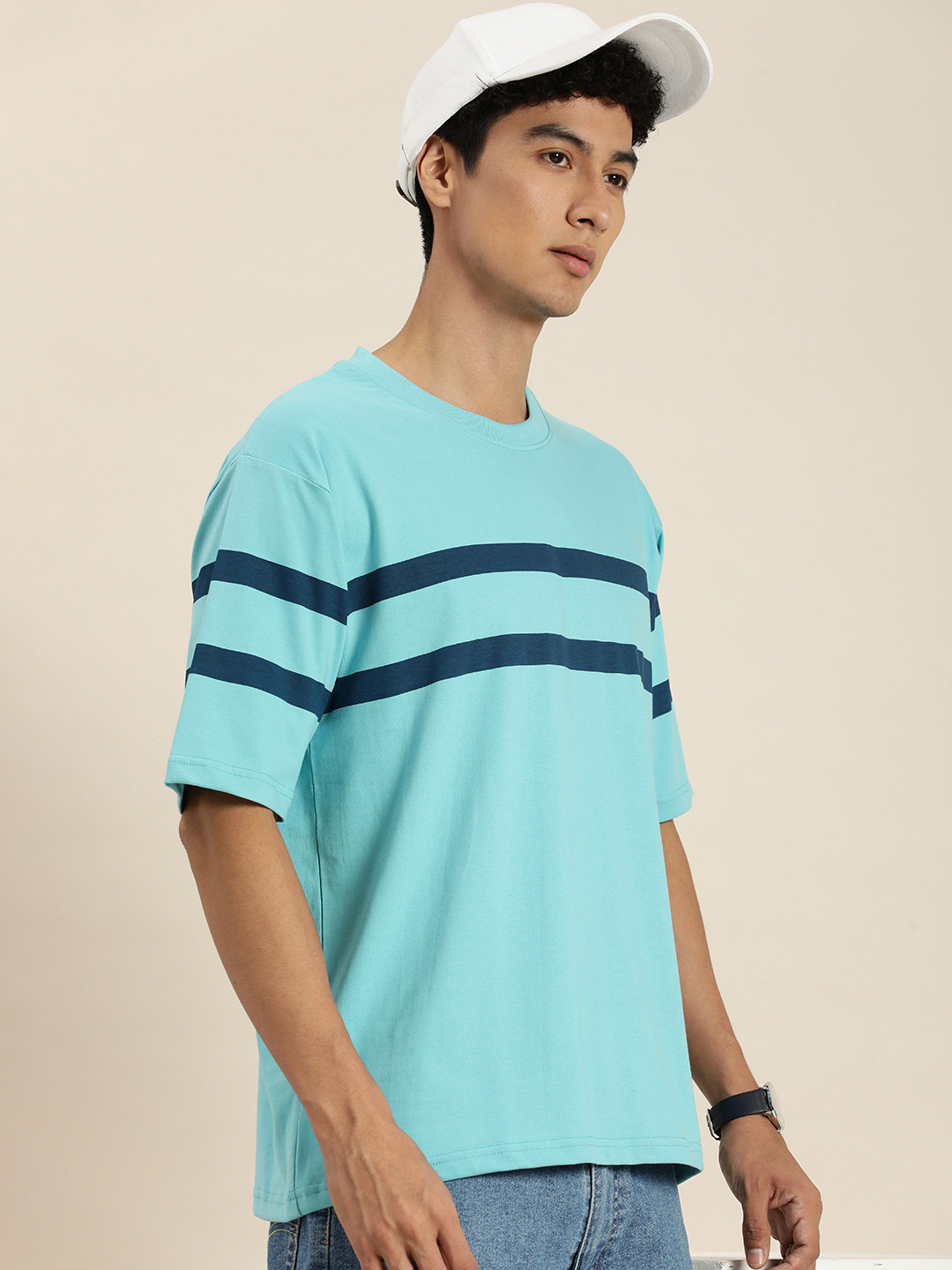 

DILLINGER Men Striped Oversized T-shirt, Blue