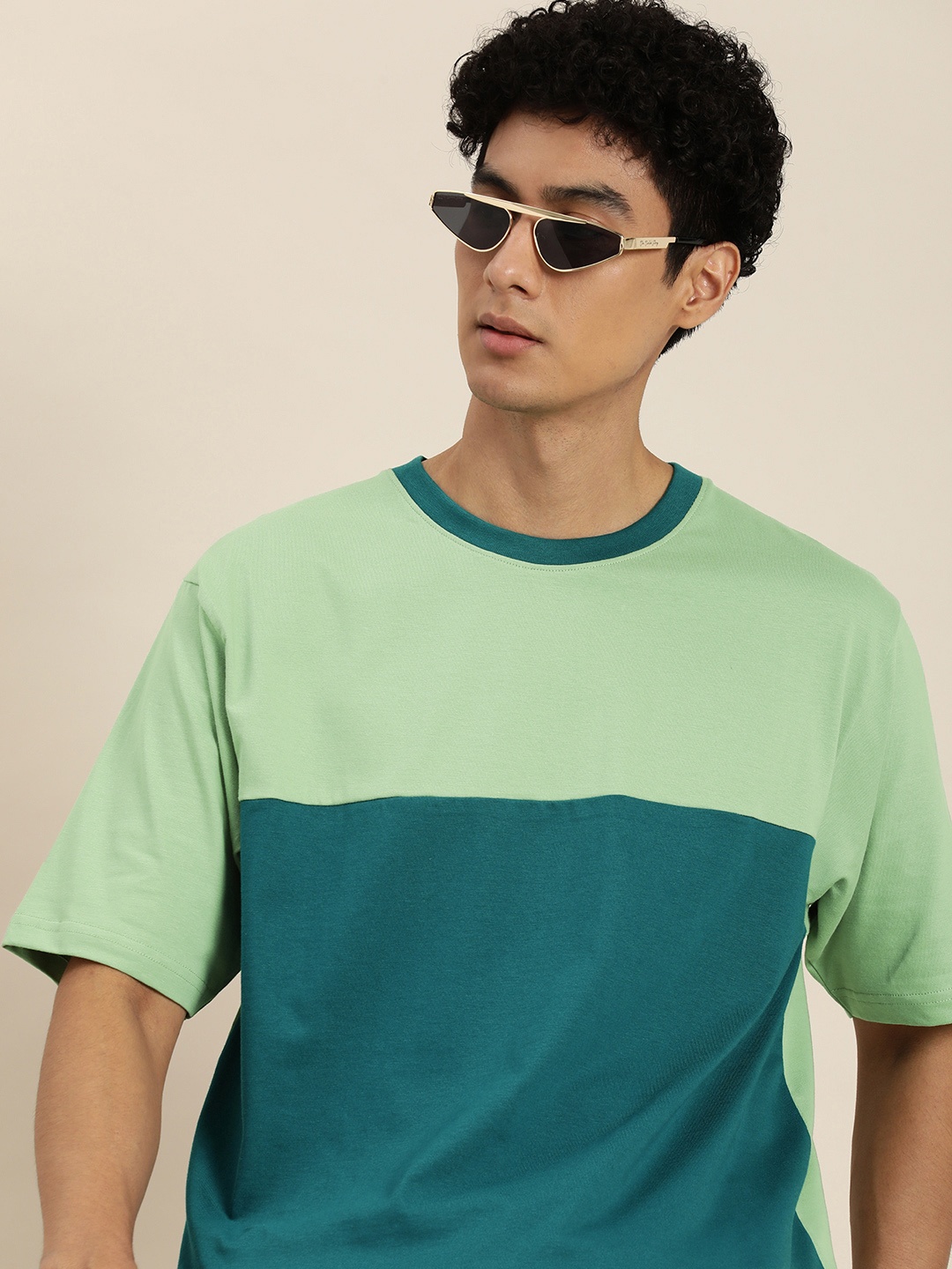 

DILLINGER Men Colourblocked Oversized T-shirt, Green