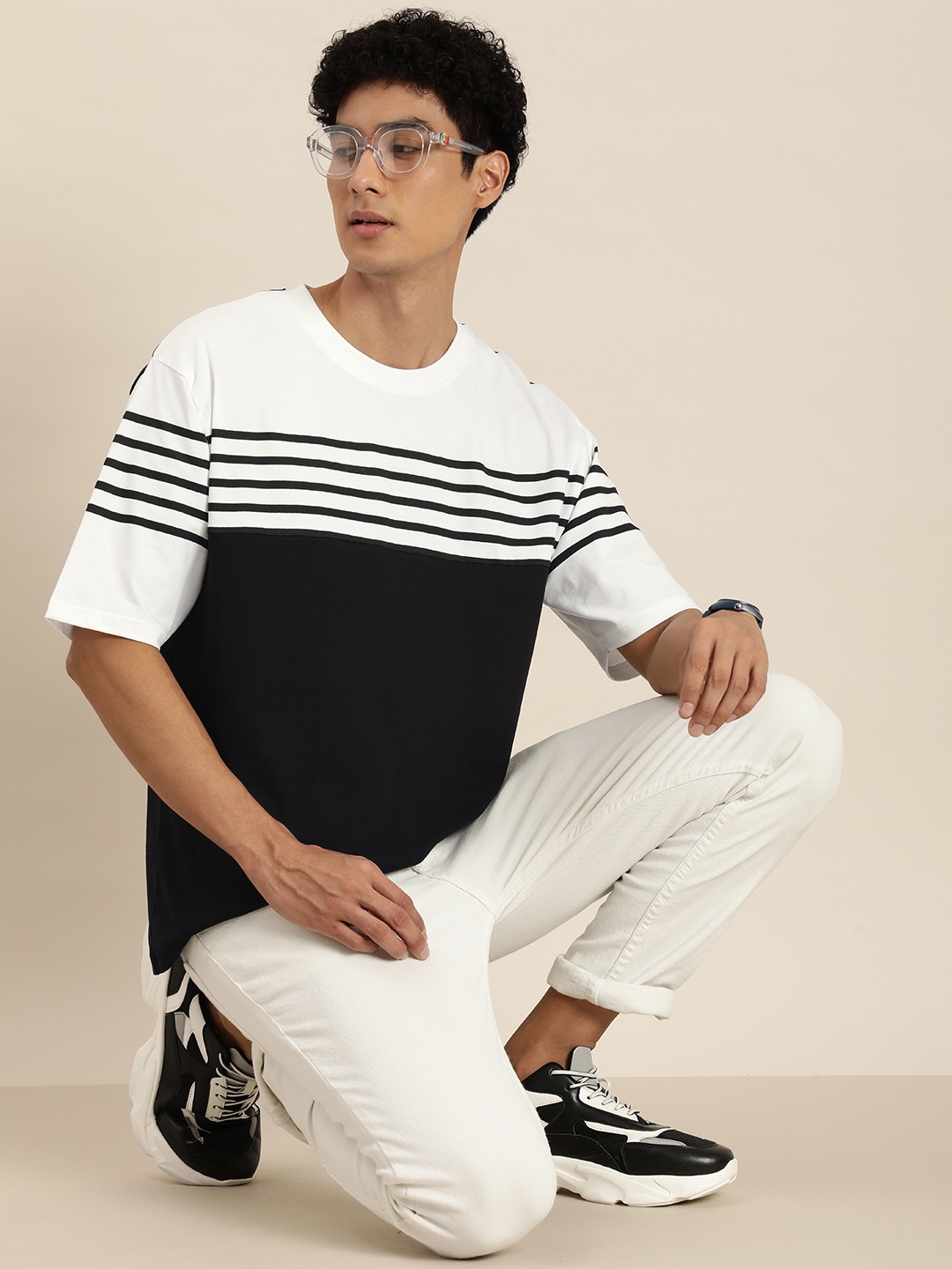 

DILLINGER Men Colourblocked Oversized T-shirt, White