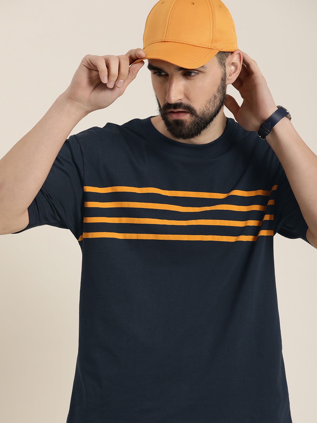 

DILLINGER Men Sriped Oversized T-shirt, Navy blue
