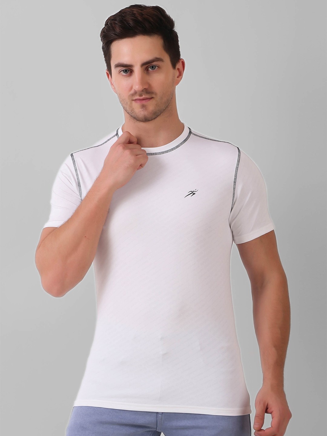 

Keepfit Self Design Regular Fit Casual T-Shirt, White