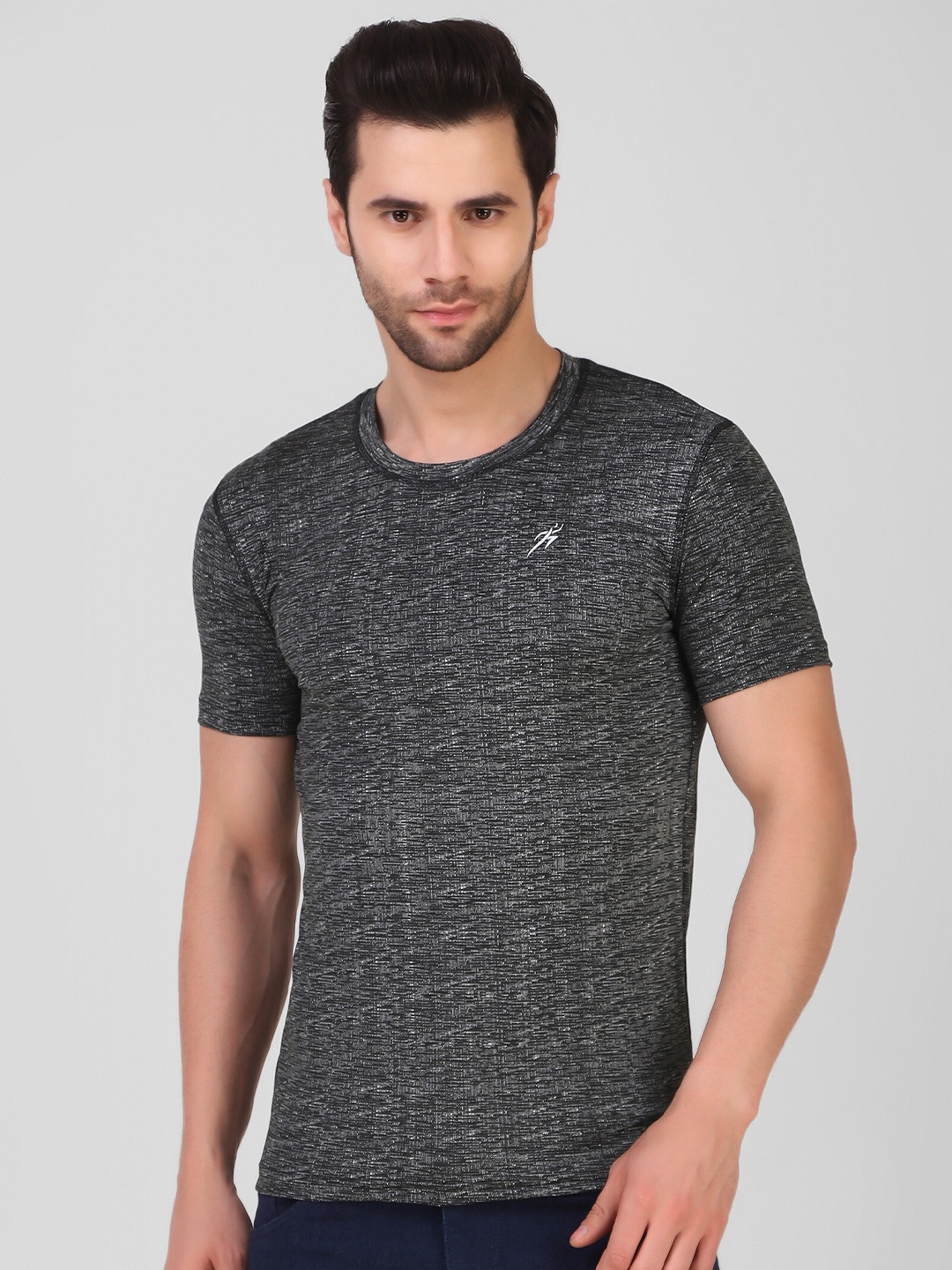 

Keepfit Self Design Regular Fit Casual T-Shirt, Grey
