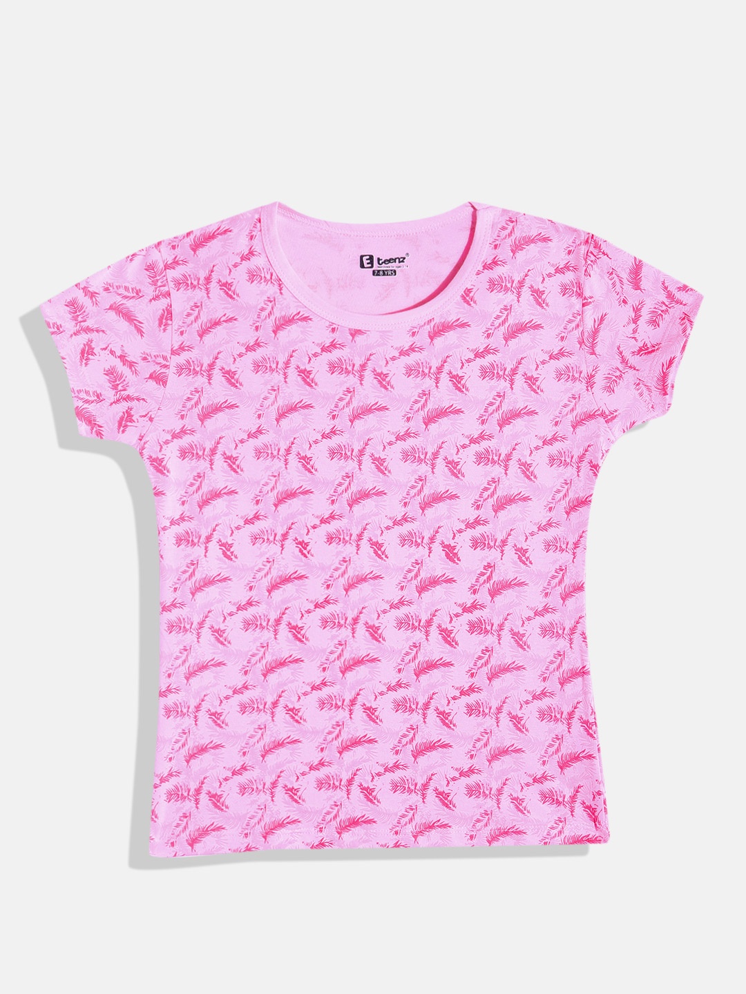 

Eteenz Girls Premium Cotton Floral Printed T-shirt, Pink