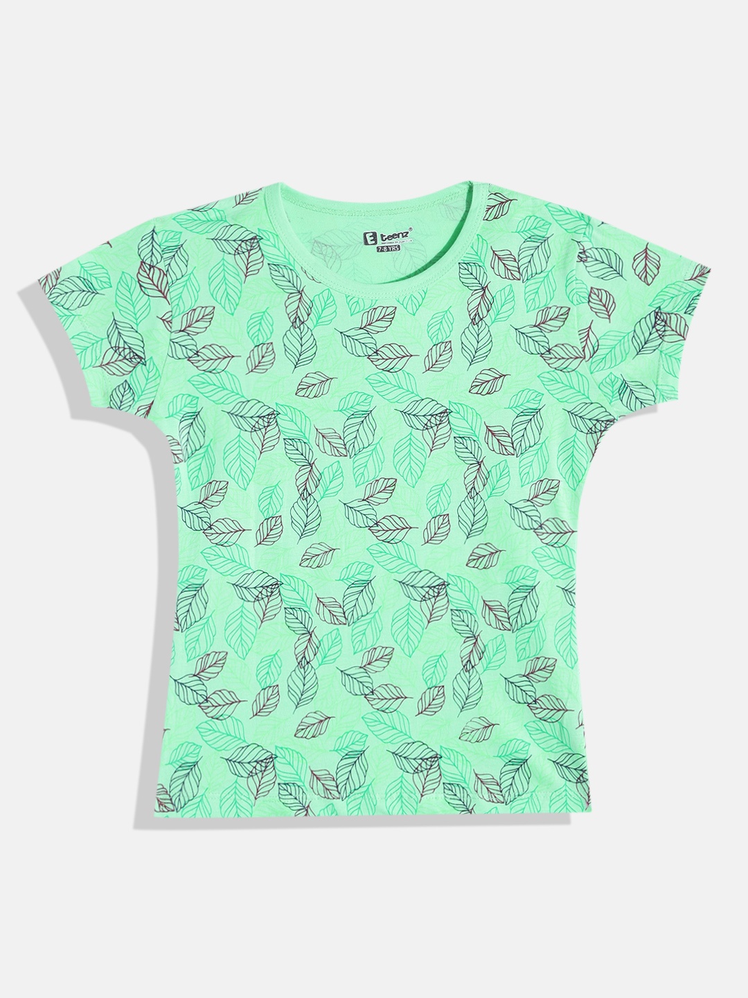 

Eteenz Girls Premium Cotton Floral Printed T-shirt, Green