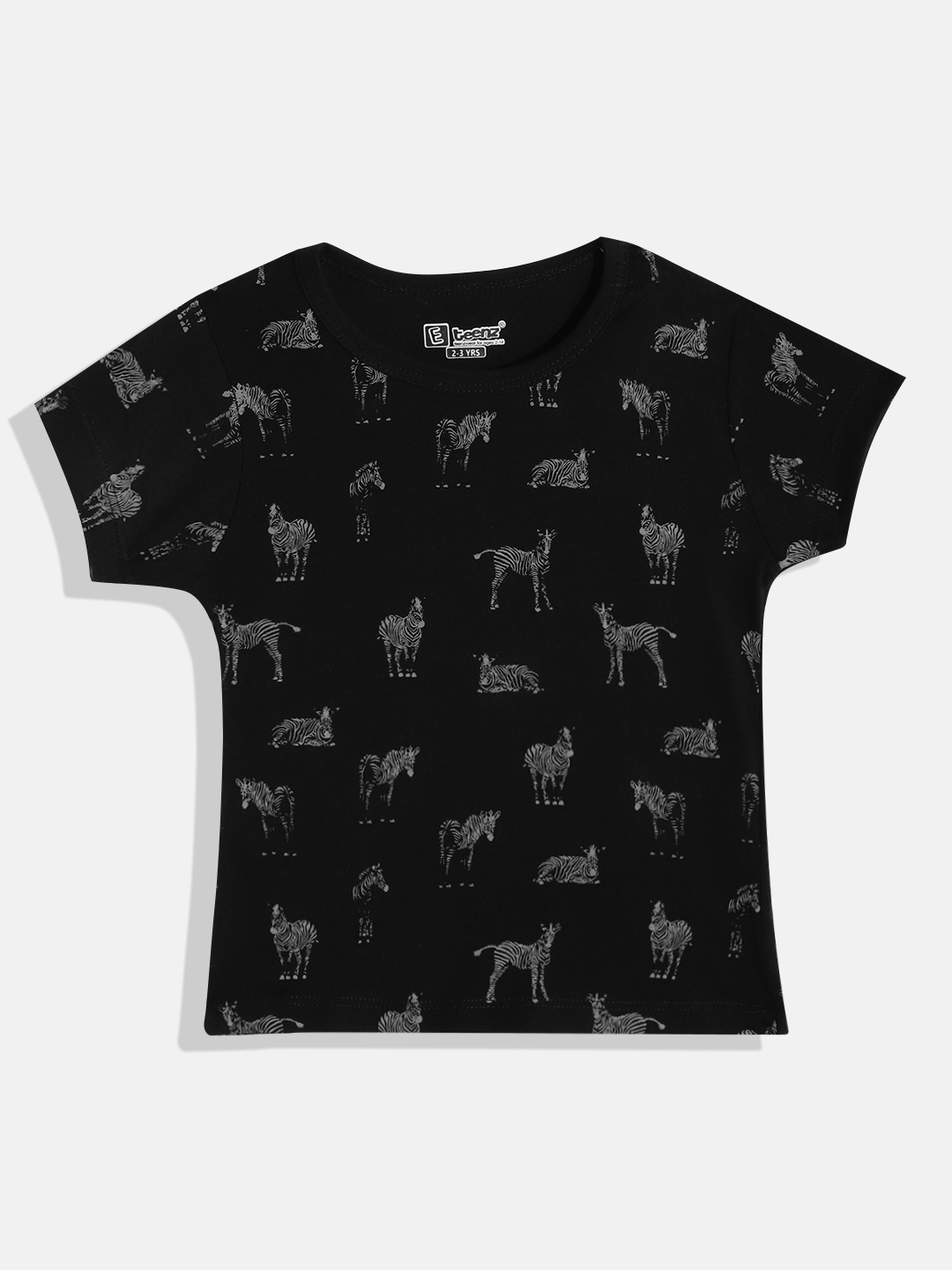 

Eteenz Girls Premium Cotton Conversational Printed T-shirt, Black