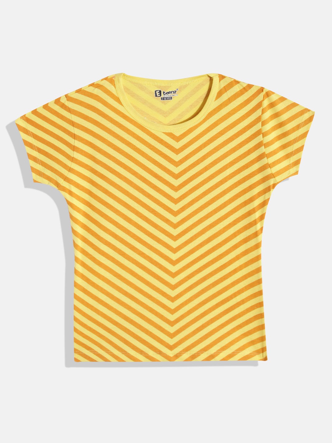

Eteenz Girls Premium Cotton Striped T-shirt, Yellow